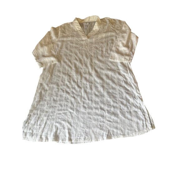 April Cornell Womens XXL White Embroidered Cotton Tunic Top Swim Cover Lounge - Picture 1 of 5